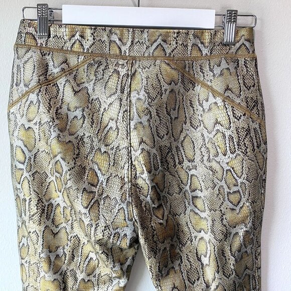 Free People Rio Snakeskin High Rise Skinny Pants Leggings Gold S - Picture 5 of 9